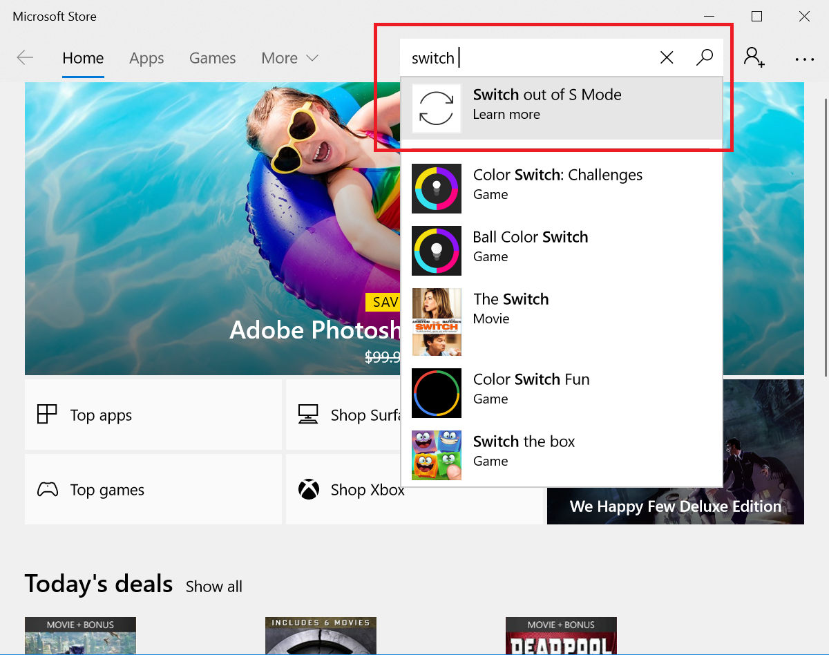 英語版 Windows 10 S Mode を通常日本語版にする